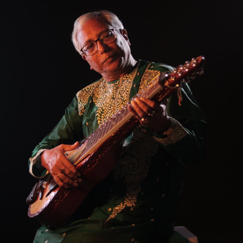 Pandit Debasis Chakroborty playing Indian slide guitar